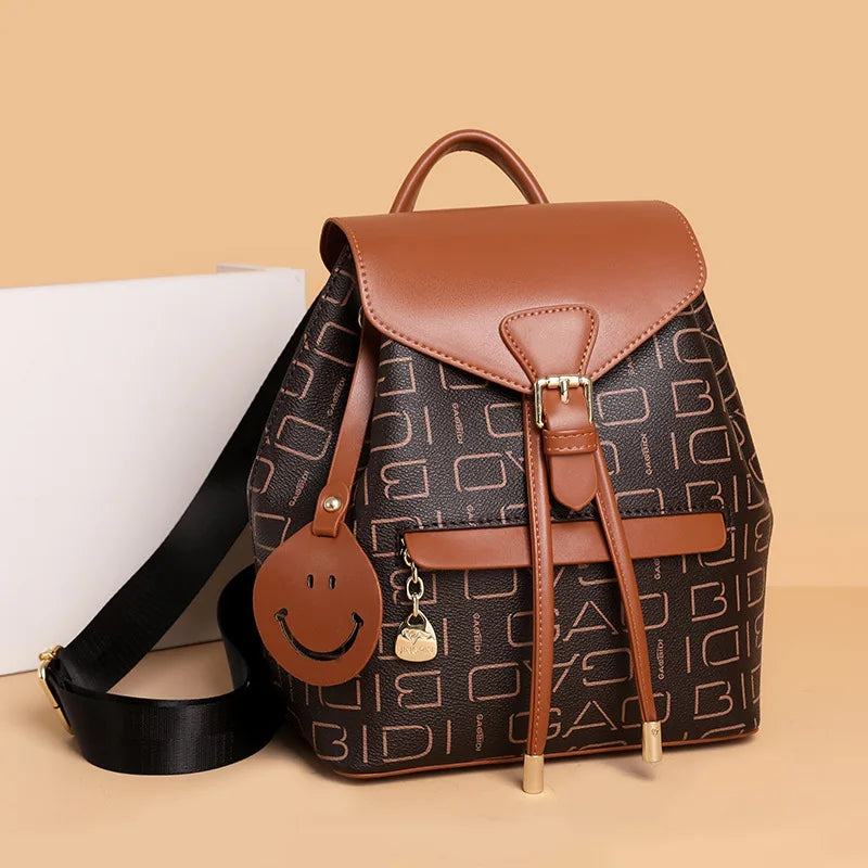 Solid Color Casual Backpack Women's Bag Large Capacity Handbag