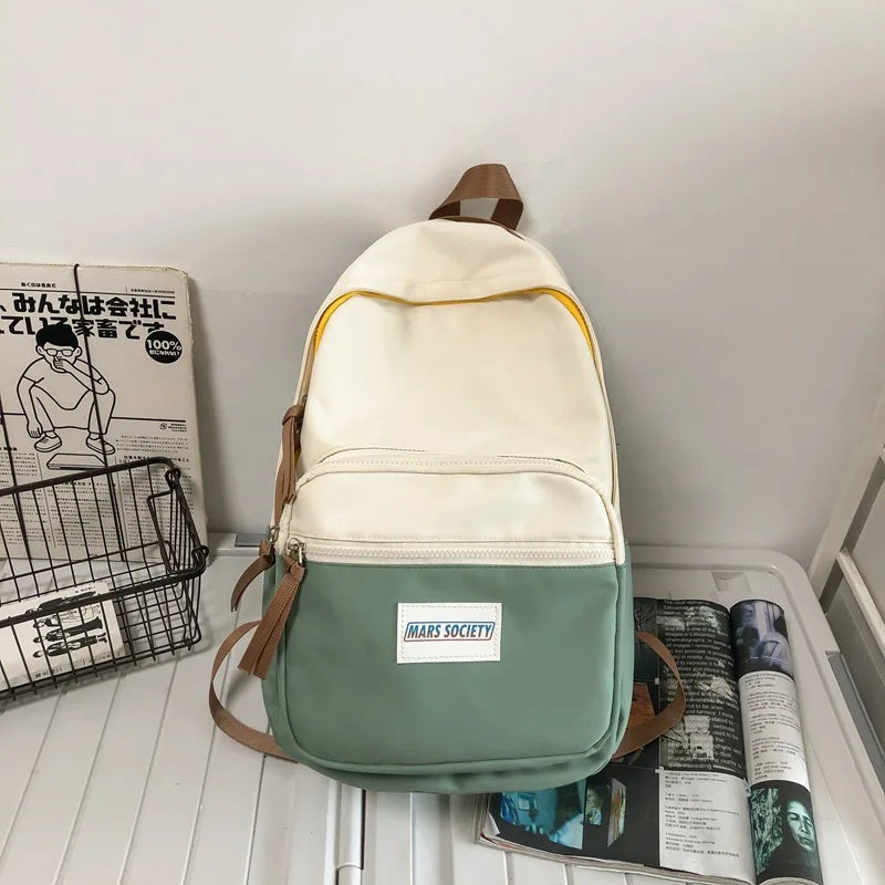 Contrast Junior Schoolbag Large Capacity Backpack Female Student