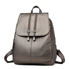 Soft Leather Women's Travel Backpack Large Capacity