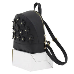 PU Leather Mini Backpack Flowers Decorated Soft Touch Casual Mochila