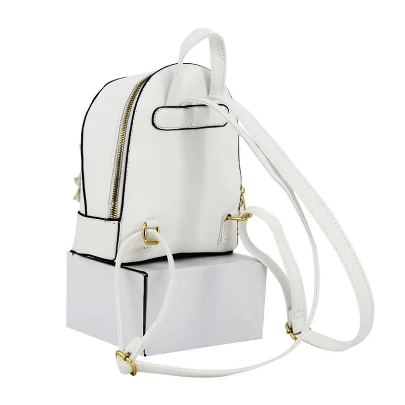 PU Leather Mini Backpack Flowers Decorated Soft Touch Casual Mochila