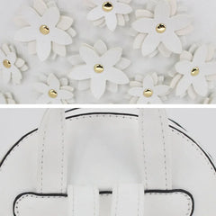 PU Leather Mini Backpack Flowers Decorated Soft Touch Casual Mochila