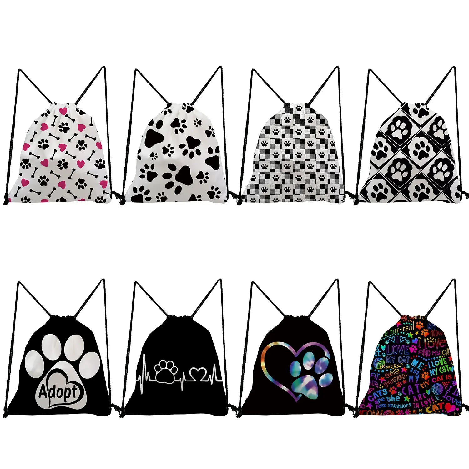 Funny Dogs Paws Drawstring Backpack for Students