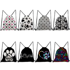 Funny Dogs Paws Drawstring Backpack for Students