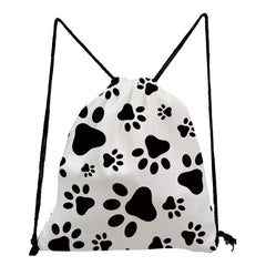 Funny Dogs Paws Drawstring Backpack for Students