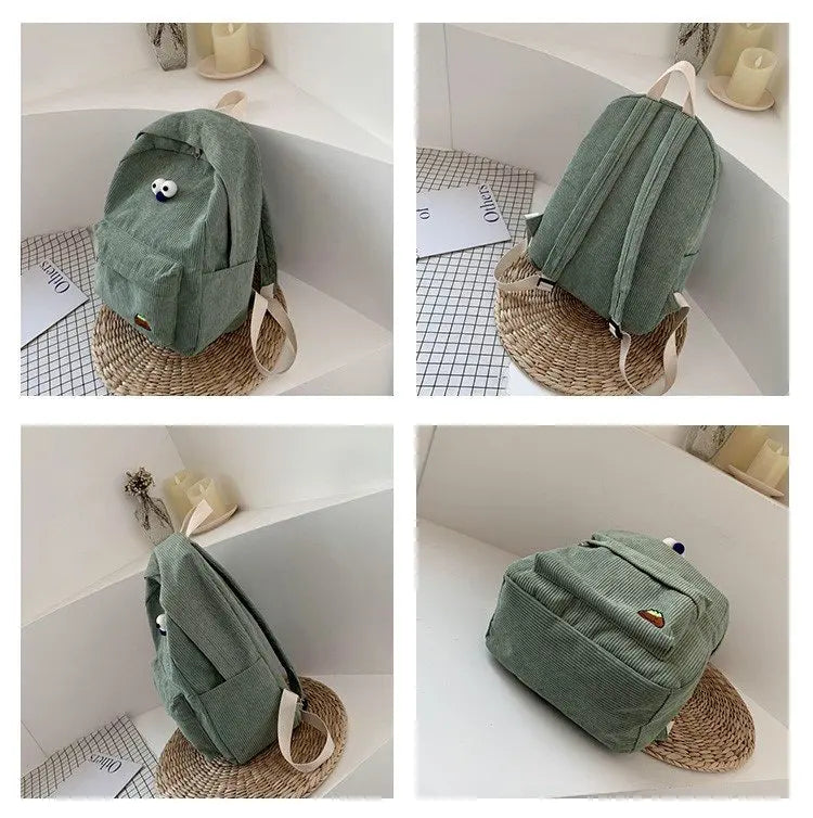 Canvas Cartoon Backpack for Girls Schoolbag Shoulder Bag
