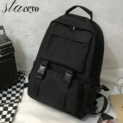 Large Capacity Solid Harajuku School Backpack