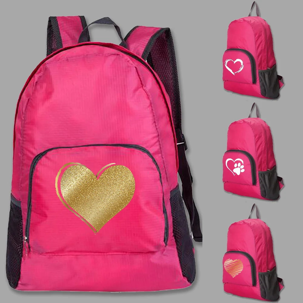 Love Print Lightweight Foldable Mountaineering Pack Travel Daypack