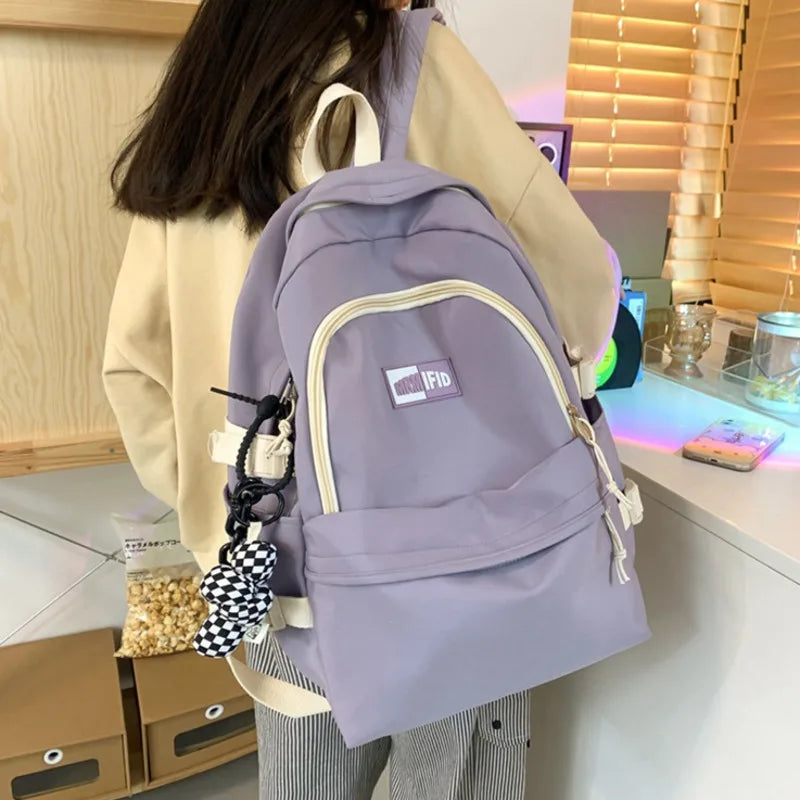 Solid Casual Women Backpack School Bag For Teenage Girls