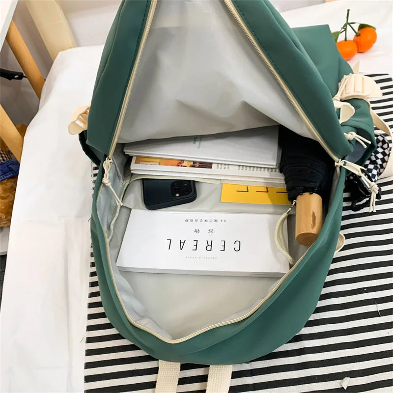 Solid Casual Women Backpack School Bag For Teenage Girls