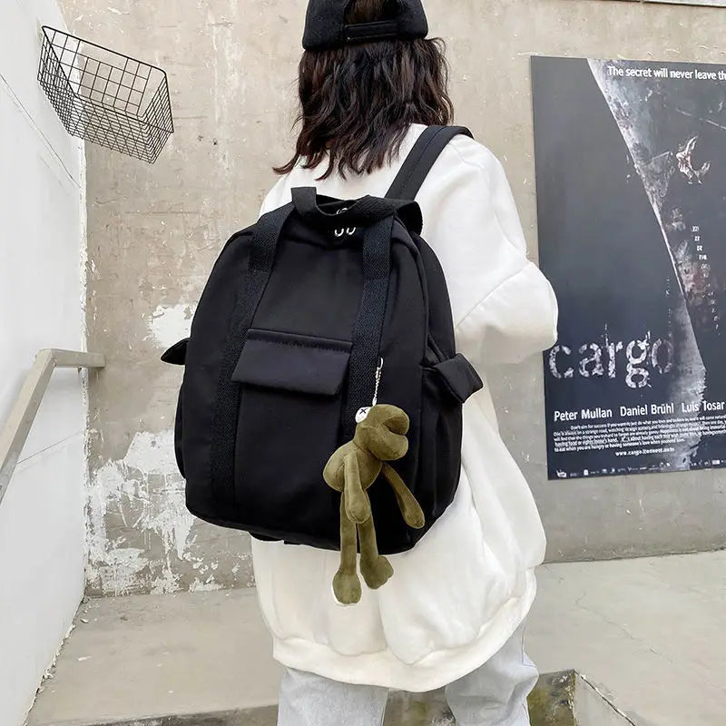 Solid College Preppy Book Bag School Travel Rucksack