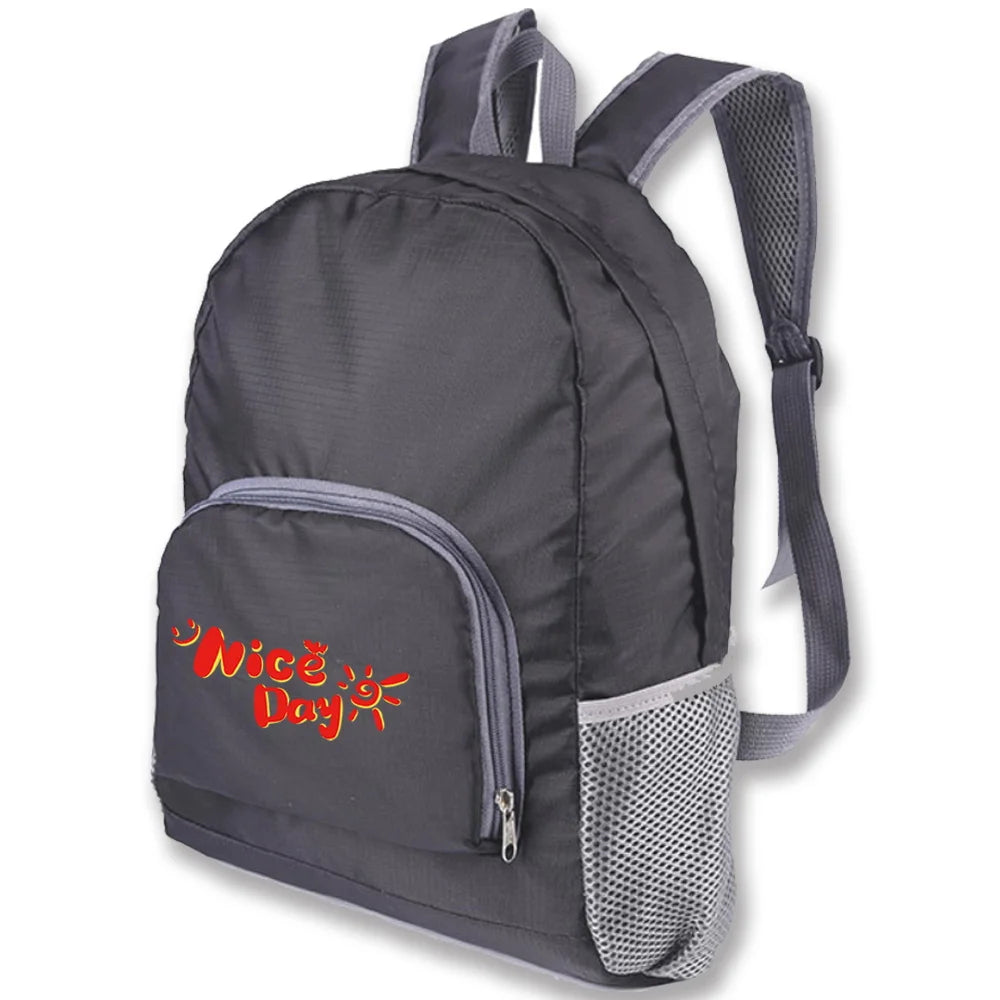Foldable Daypack Outdoor Hiking Backpack Food Print Schoolbag