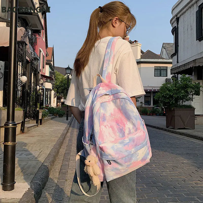 Canvas Tie-dye Harajuku Colorful Backpack Women