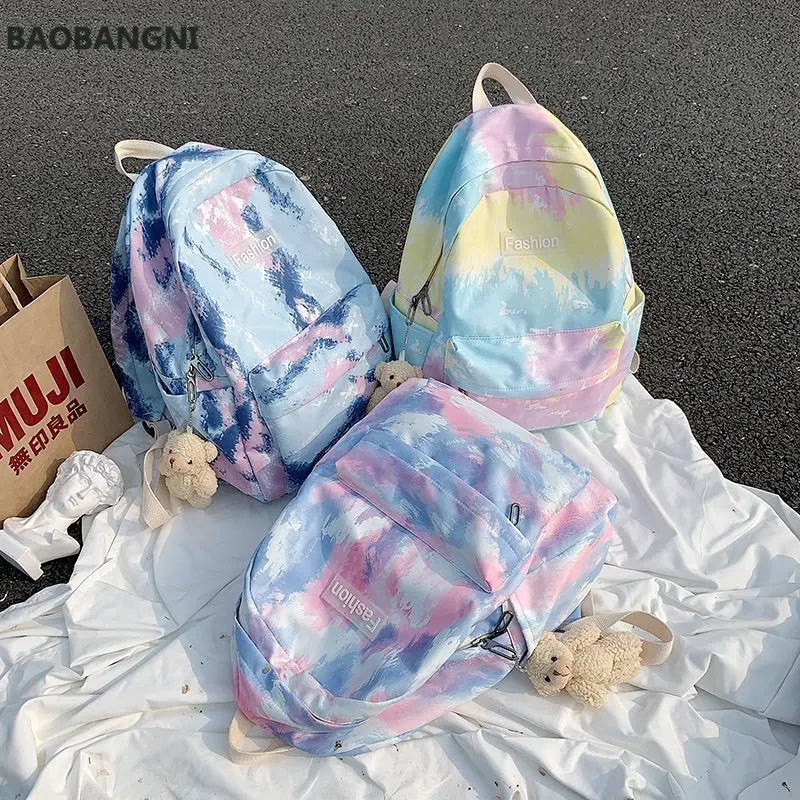 Canvas Tie-dye Harajuku Colorful Backpack Women