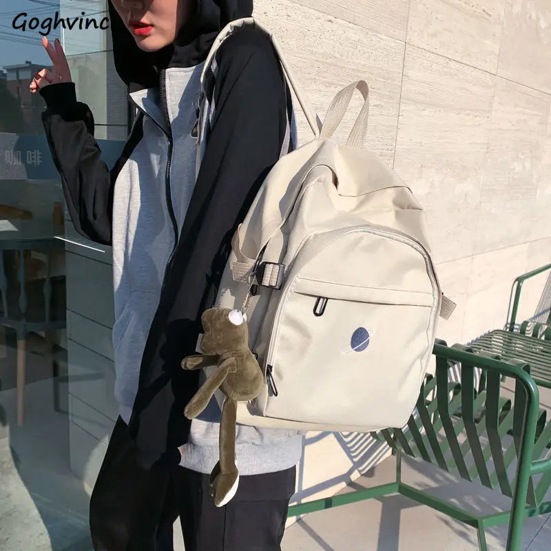 Embroidery Leisure Couples Harajuku Large Capacity Backpack