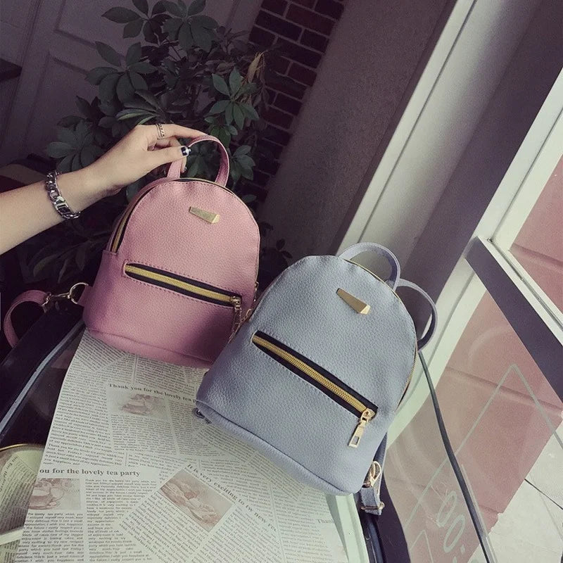 Backpacks Women PU Mini Casual Patchwork Zipper Versatile Students