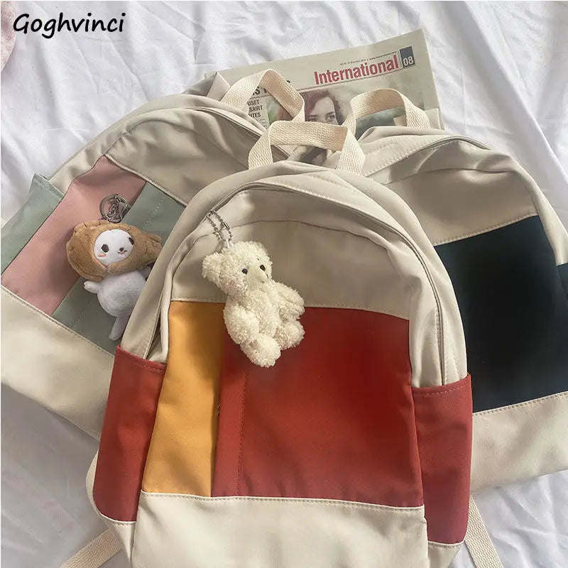 Women Panelled Sweet Large Capacity School Backpack Girls