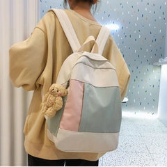 Women Panelled Sweet Large Capacity School Backpack Girls