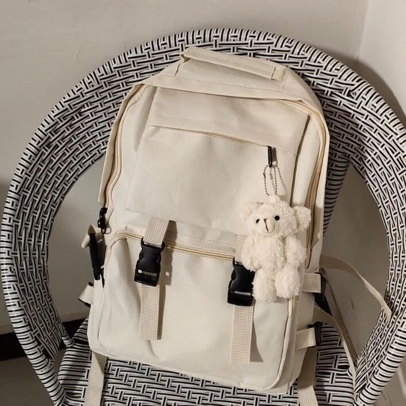 Backpacks Women Solid Travel Unisex Multi-storage Womens All-match Collage Bags