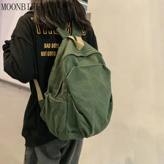 Canvas School Backpack Preppy Style Large Capacity Vintage Bag