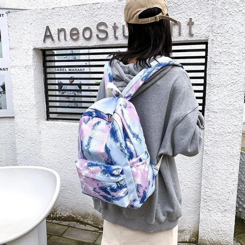 Tie Dye Womens Backpack Large Capacity Multi-function Travel School Bags