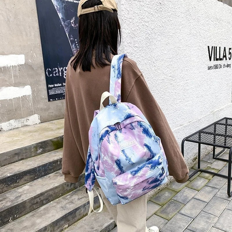 Tie Dye Womens Backpack Large Capacity Multi-function Travel School Bags