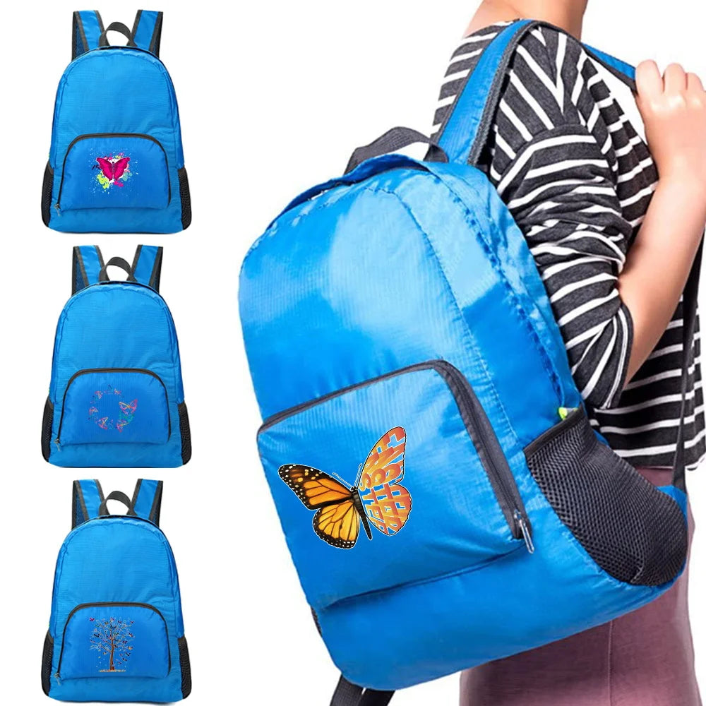 Ultralight Foldable Daypack Butterfly Print Schoolbag Backpack