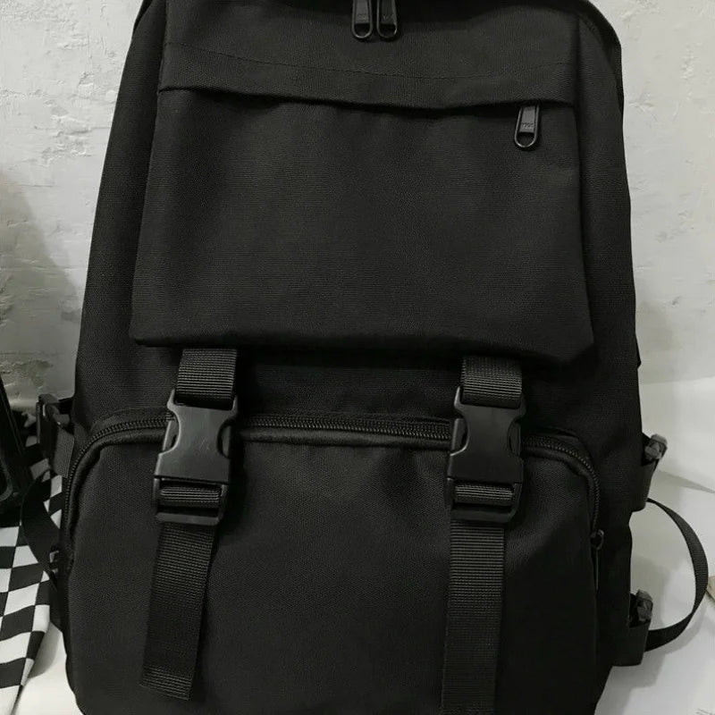 Canvas Solid Large Capacity Backpack Women Unisex