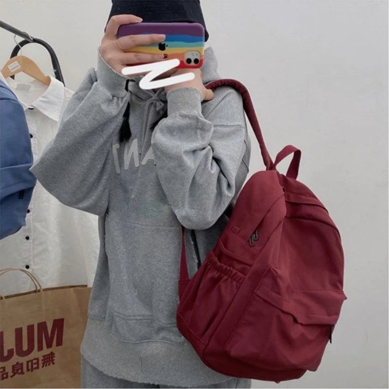 Student Backpack Solid Unisex Water-proof Large Capacity College Rucksack