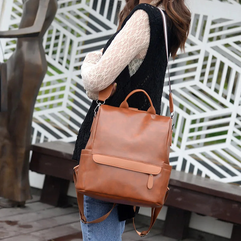 Waterproof Leather Backpack for Women Girls
