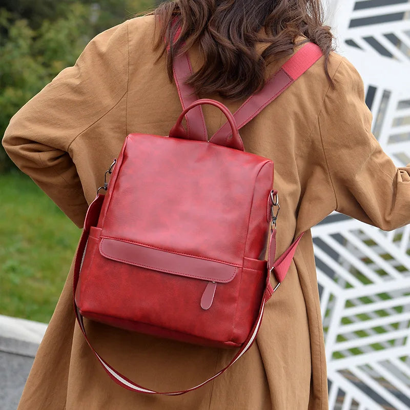 Waterproof Leather Backpack for Women Girls