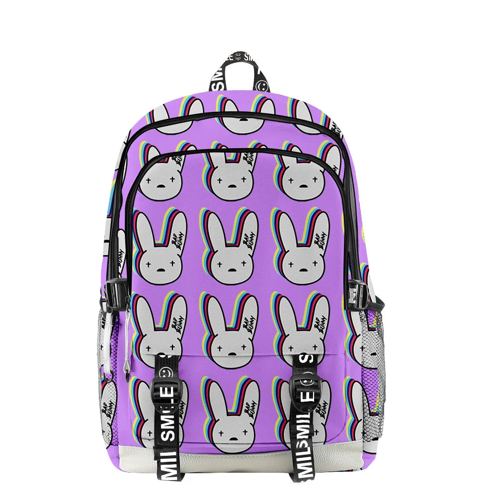 Bad Bunny Kids Anime Backpack Waterproof Oxford School Bag