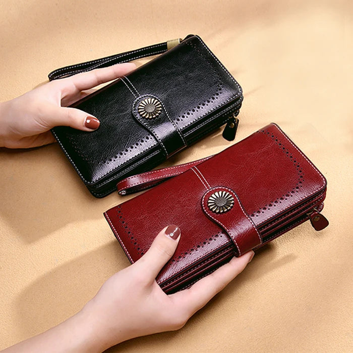 Badenroo Women Wallet Clutch Leather Long Wallet Zipper Purse