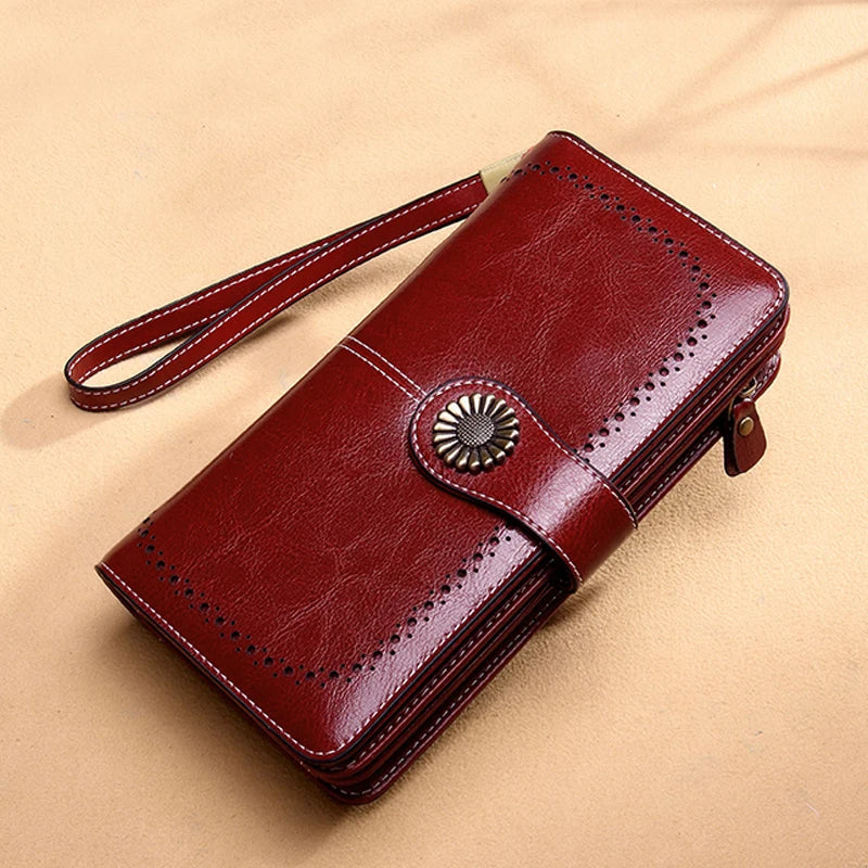 Badenroo Women Wallet Clutch Leather Long Wallet Zipper Purse