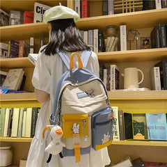 Badge Buckle Backpack Waterproof Patchwork Backpacks School Bag