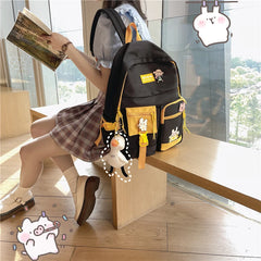 Badge Buckle Backpack Waterproof Patchwork Backpacks School Bag