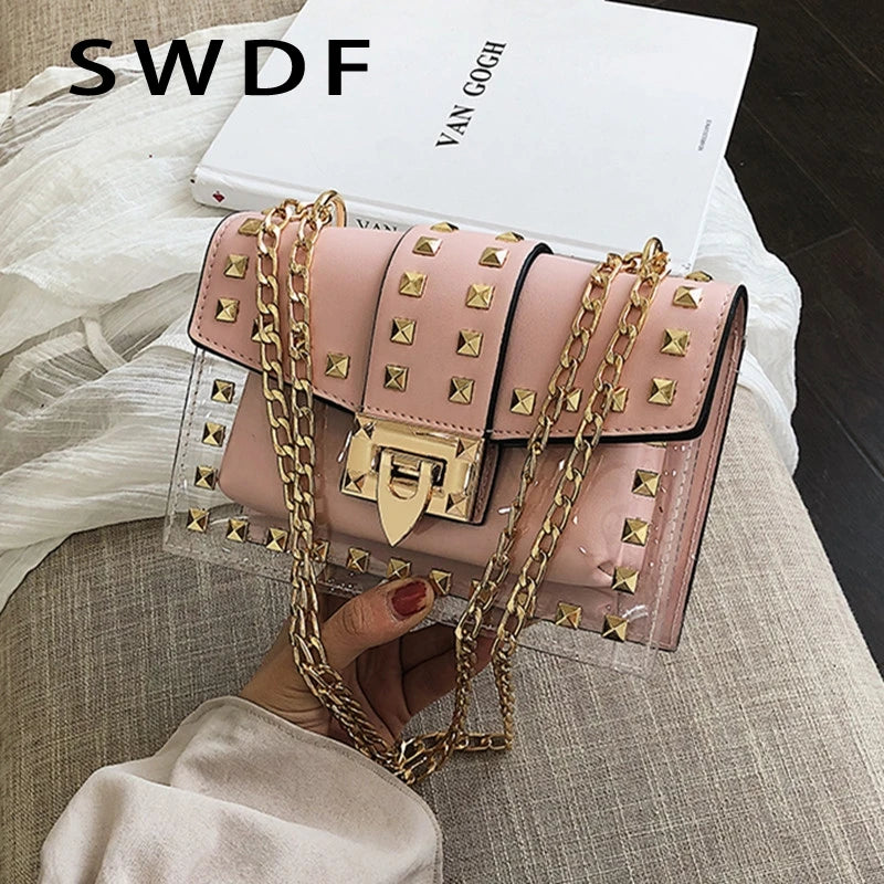 Rivet Single Shoulder Bag Street Shot Chain Messenger Small Square Bag