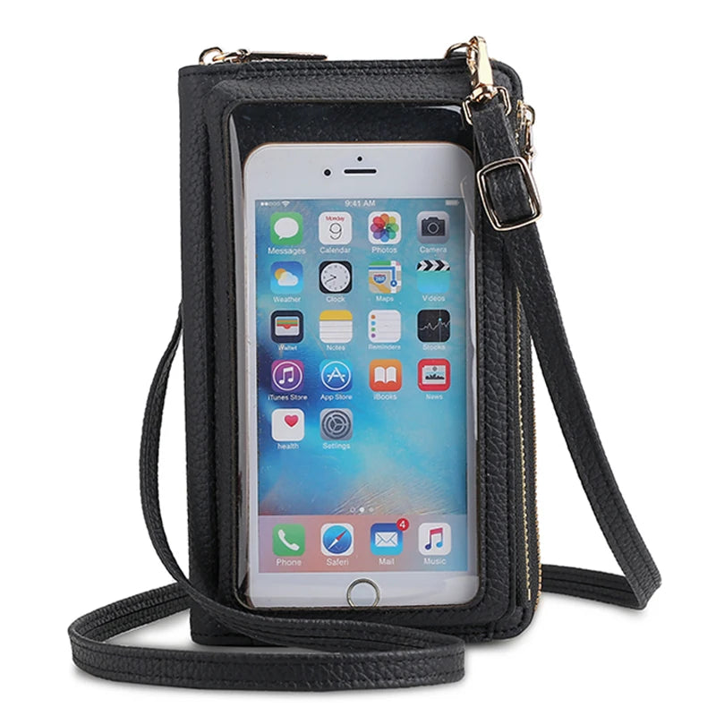 Small Shoulder Bag Women PU Leather Crossbody Touch Screen Phone Bag