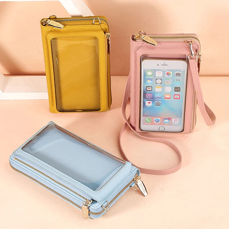 Small Shoulder Bag Women PU Leather Crossbody Touch Screen Phone Bag