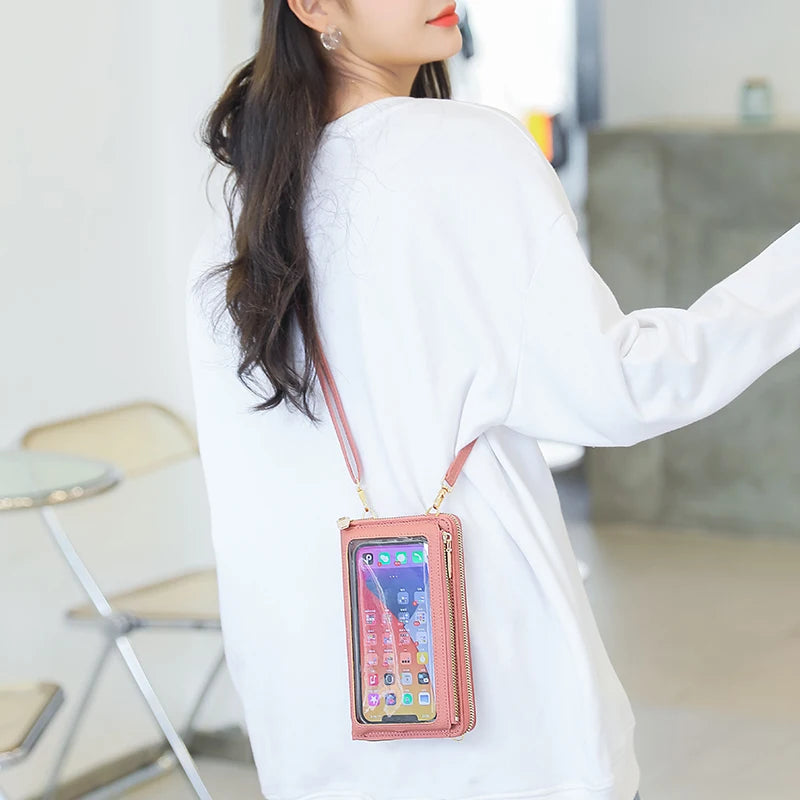 Small Shoulder Bag Women PU Leather Crossbody Touch Screen Phone Bag