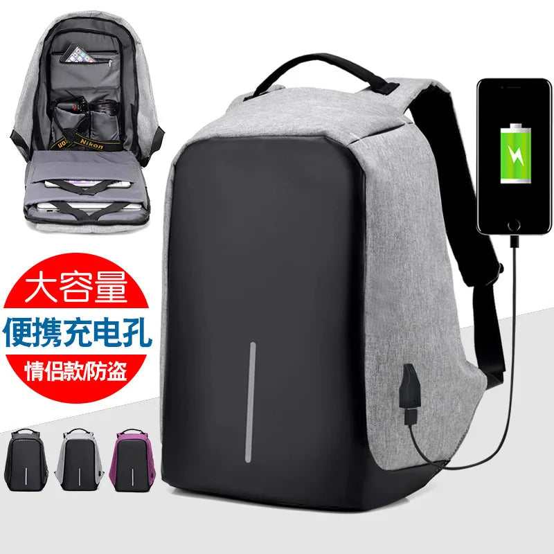 Large Capacity Men Laptop Travel Backpack USB Charge College Student