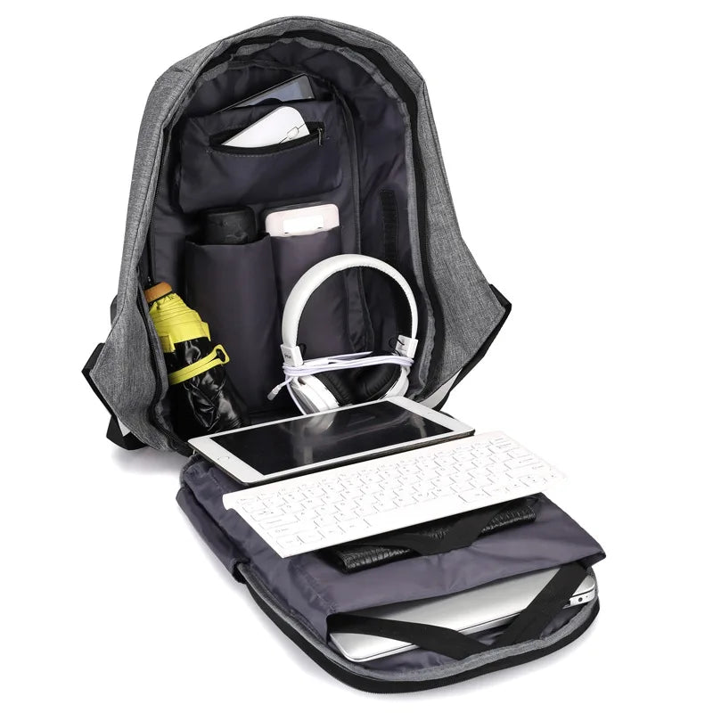 Large Capacity Men Laptop Travel Backpack USB Charge College Student