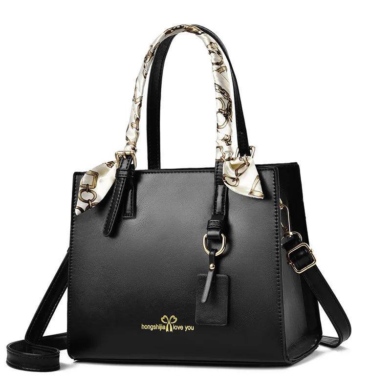 Large Capacity Women's Handbag with Silk Scarf - Shoulder Messenger Bag