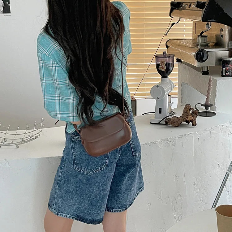 Vintage Ins Red Saddle Bag Mini Cross Bag Women's Fashionable Bag