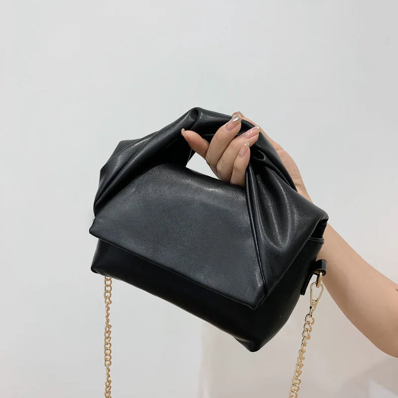 Pleated Handbag Chain Crossbody Bag Women Creative Personality Textured