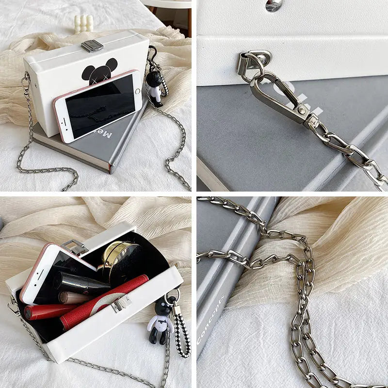 Women Animal Printed Square Messenger Bag Chain Cross Body