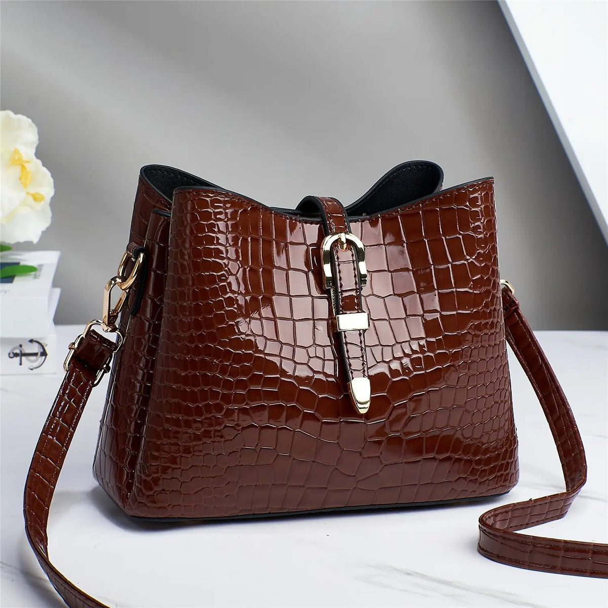 Stone Grain Bucket Bag Large Capacity Shoulder Bag