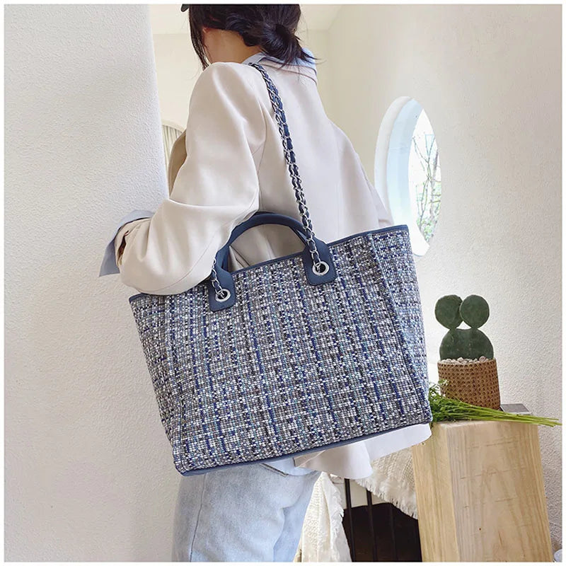 Wool Handbag Casual Big Capacity Shoulder Bag