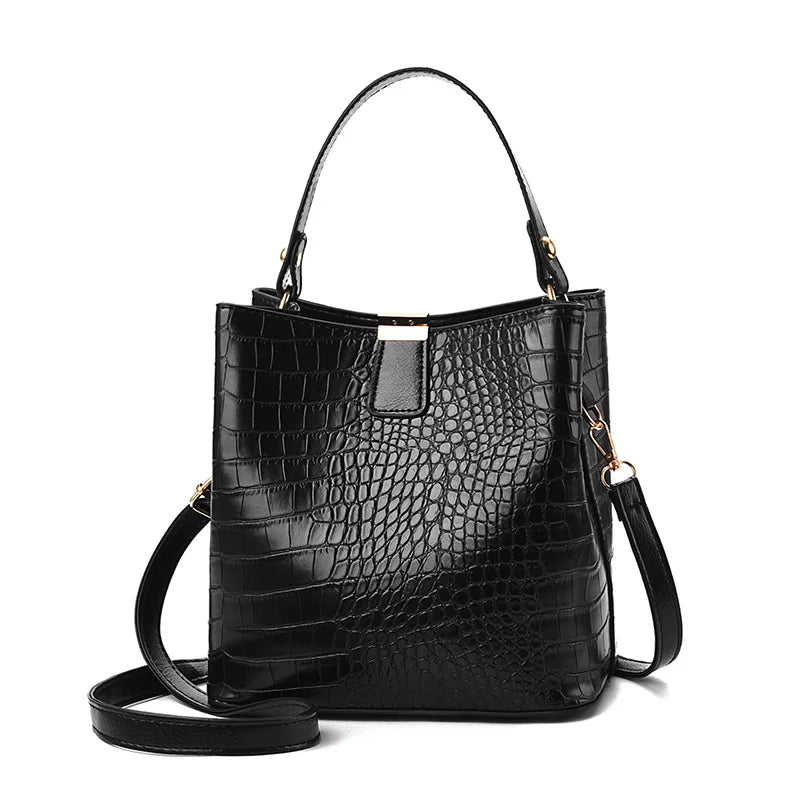 Stone Pattern Bucket Bag Women Shoulder Messenger Crossbody Bag