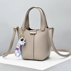 High-end Lychee Pattern Bucket Bag for Women